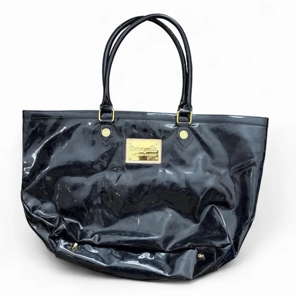 Betseyville by Betsey Johnson Patent Leather Floral Retro Large Rose Tote Bag￼